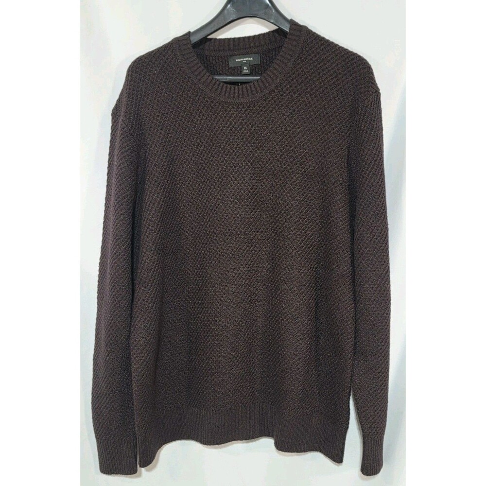 NWT Banana Republic Factory Mens XL Sweater Cozy Textured Knit Brown Crewneck - Picture 2 of 12